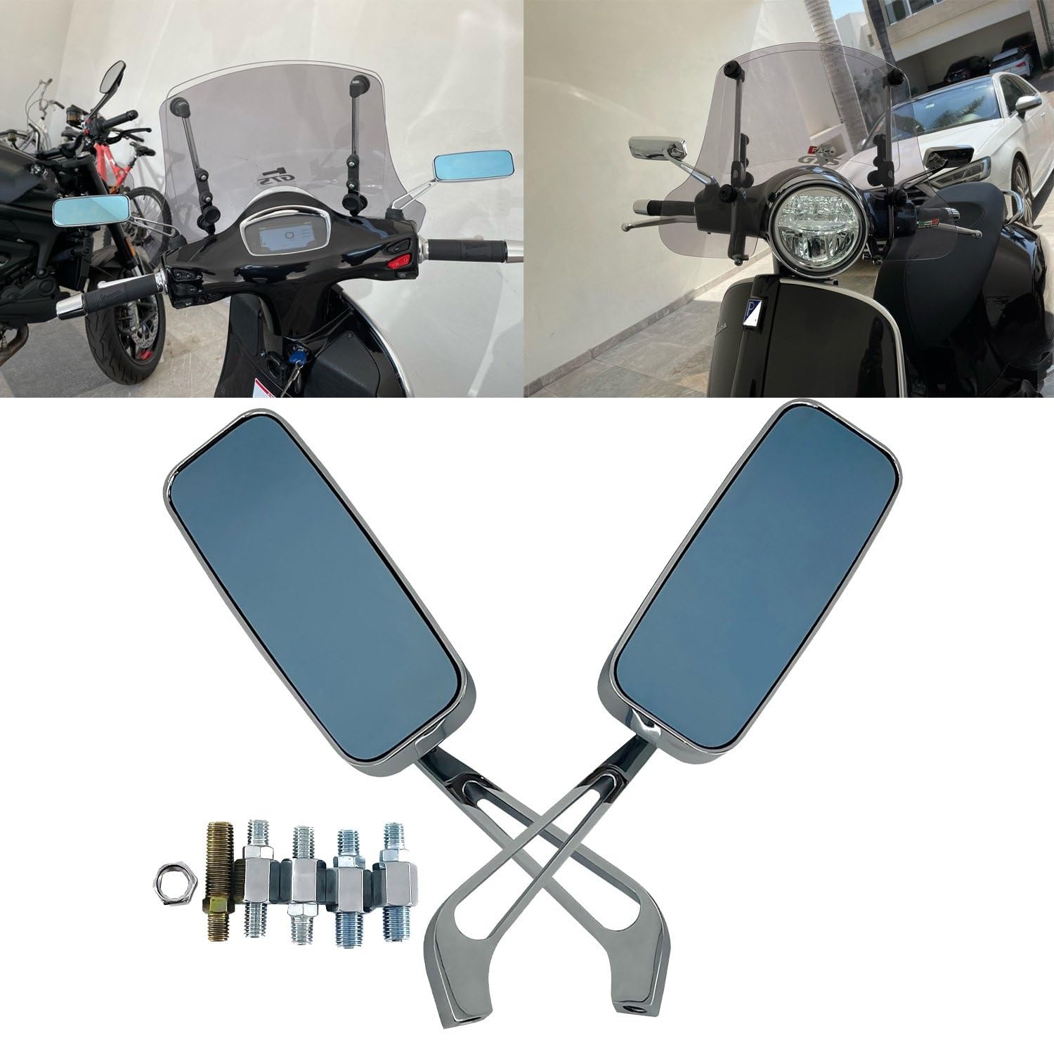 Miroir Moto Pour Suzuki Chrome universel 8MM 10MM rétroviseur latéral sport vélo moto miroir Moto Rétroviseur Miroir