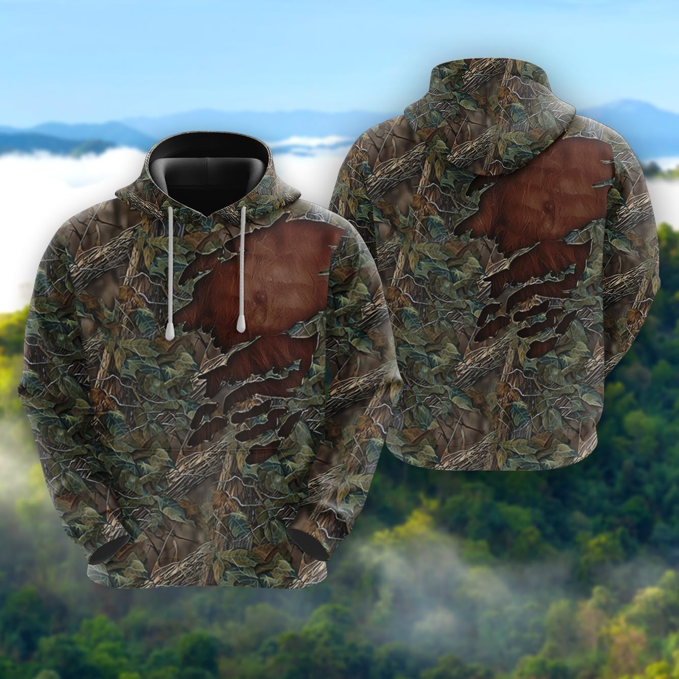 Bigfoot's Hoodies for Mens – Men’s 3D Graphic Novelty Pullover Sweatshirt, Long Sleeve Hoodie with Pockets Set 1 - Image 3