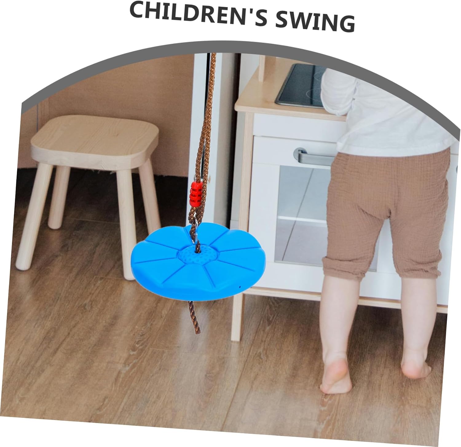S Outdoor Plastic Hanging Swing Disc with Octagonal Petal Design Thick Blue Seat for Indoor Garden Playground Use Smooth Safe Surface for Rest and Play