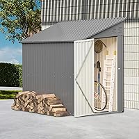 Vista 12 de Cobertizo de almacenamiento de metal resistente de 8 x 12 pies, puertas con doble cerradura, marco de suelo impermeable y protección para todo tipo