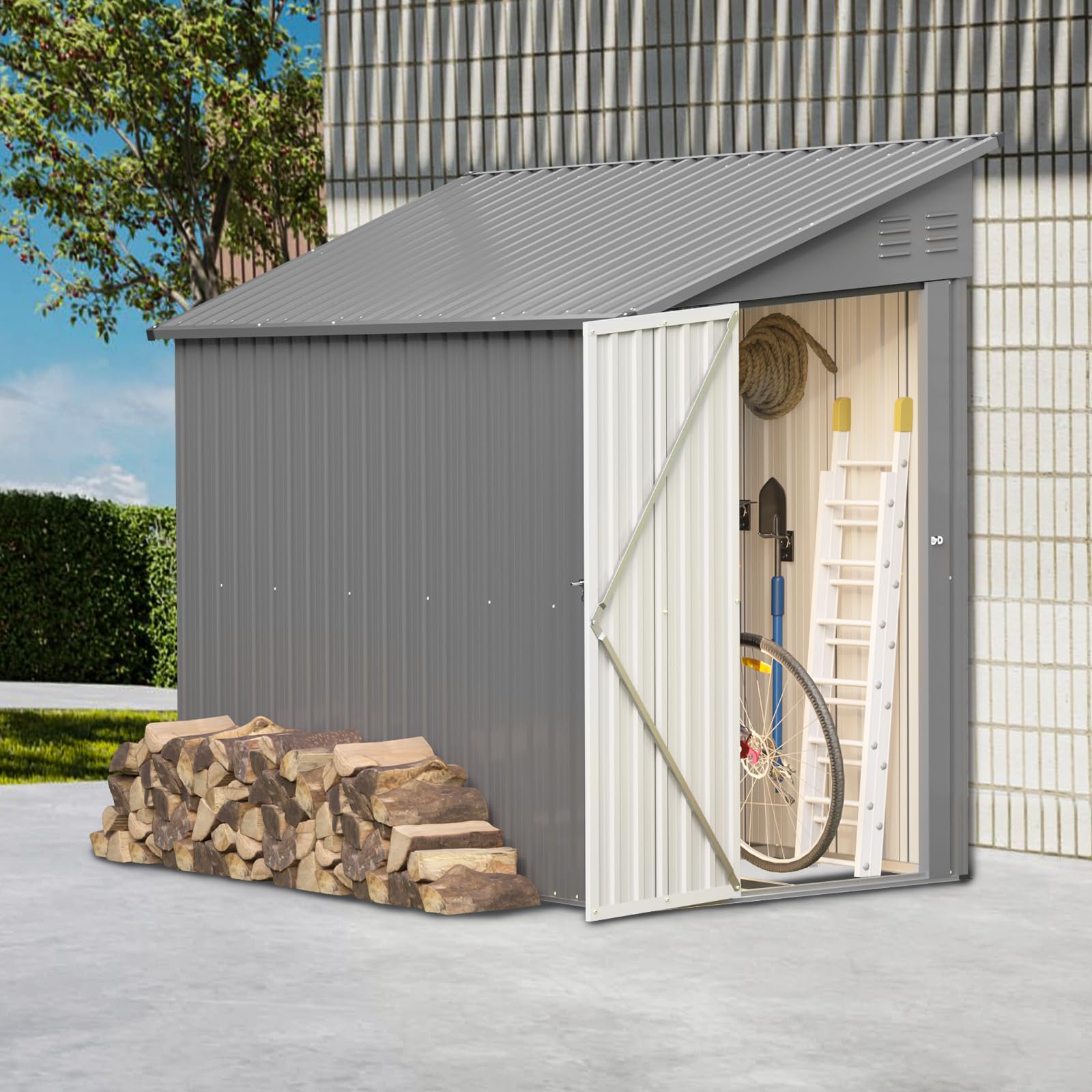 Amazon.com : 4x8 Ft Outdoor Metal Lean to Storage Shed - Garden