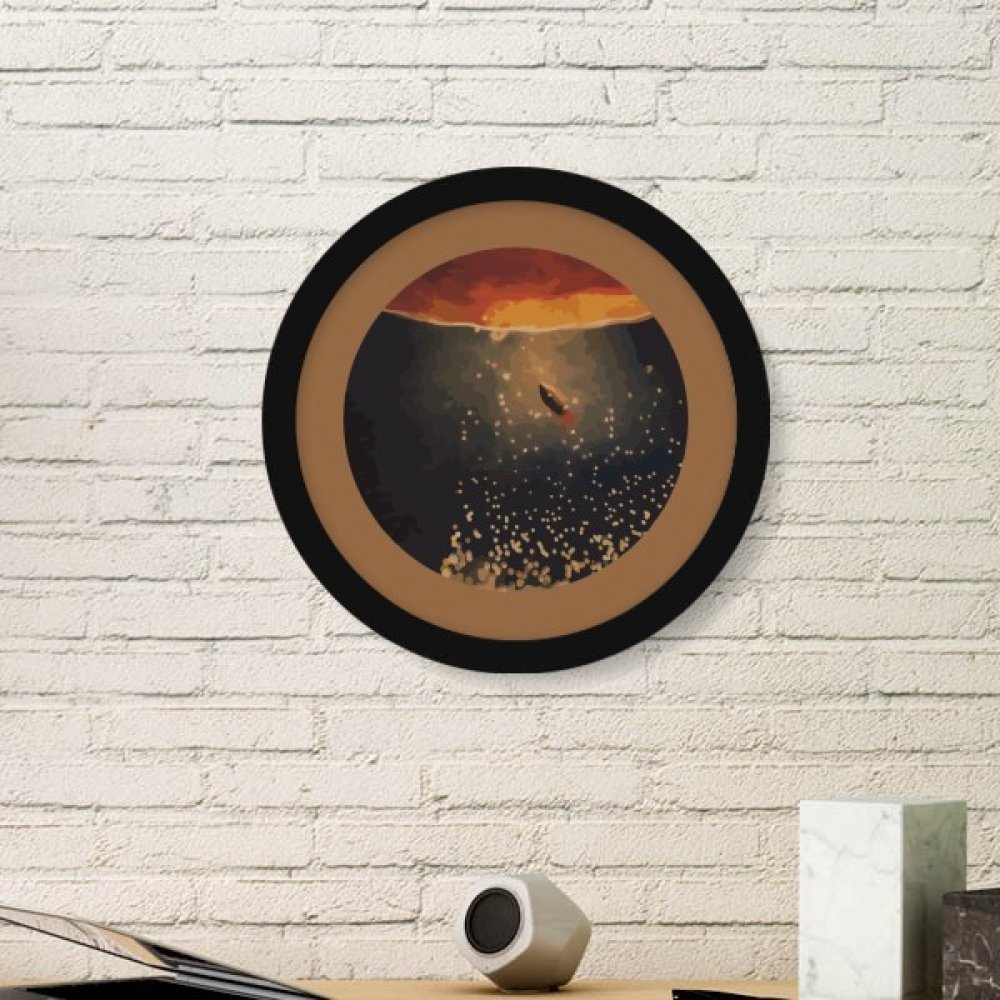 Stickers muraux univers et espace paysage alien photo cadre rond noir