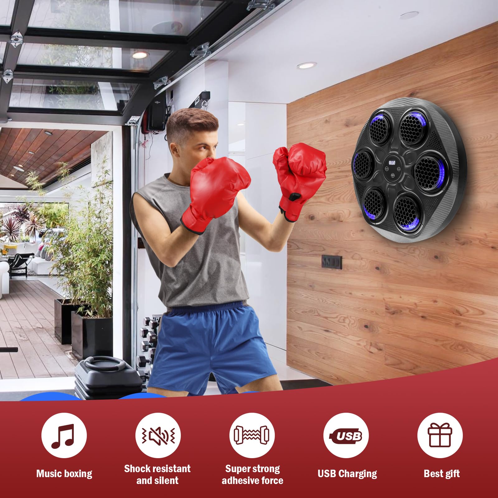 Machine De Boxe Musicale, Cible De Frappe Sonore Ours Rechargeable