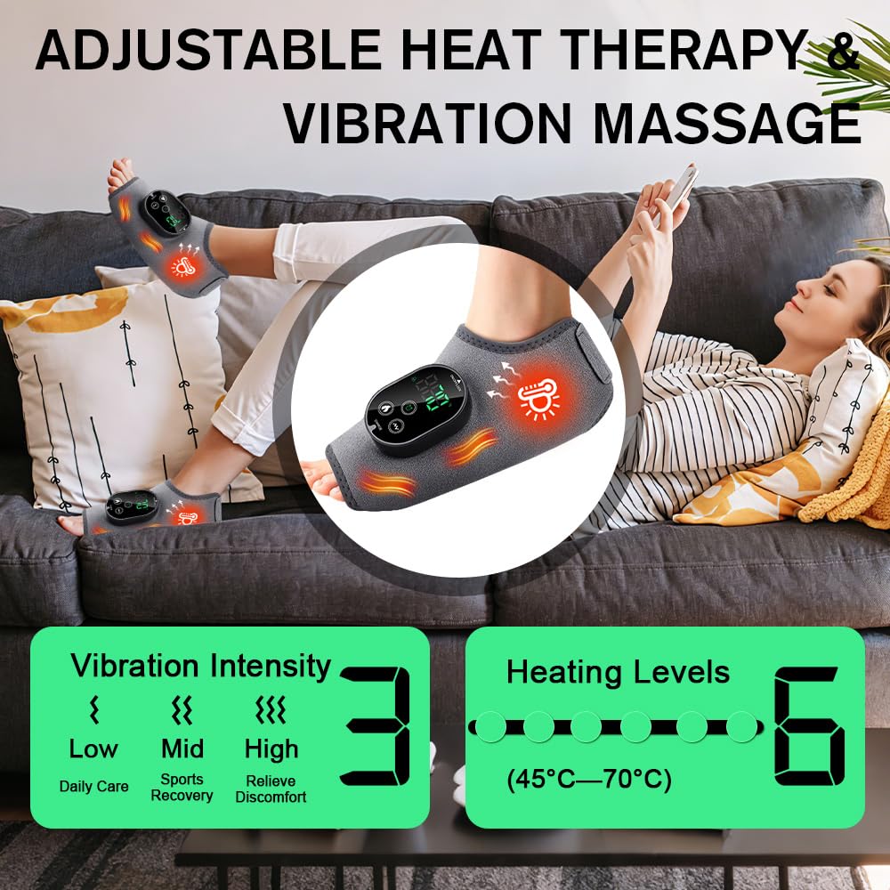 2 Stück 3-In-1-Fußmassagegerät, Foot Massager mit 3 Modi 6 Wärmestufen, Knöchel Massagegerät mit 3000mAh Akku, Elektrisch Tragbares Fussmassagegerät für Knöchel, Ferse, Sohle, Fußrücken