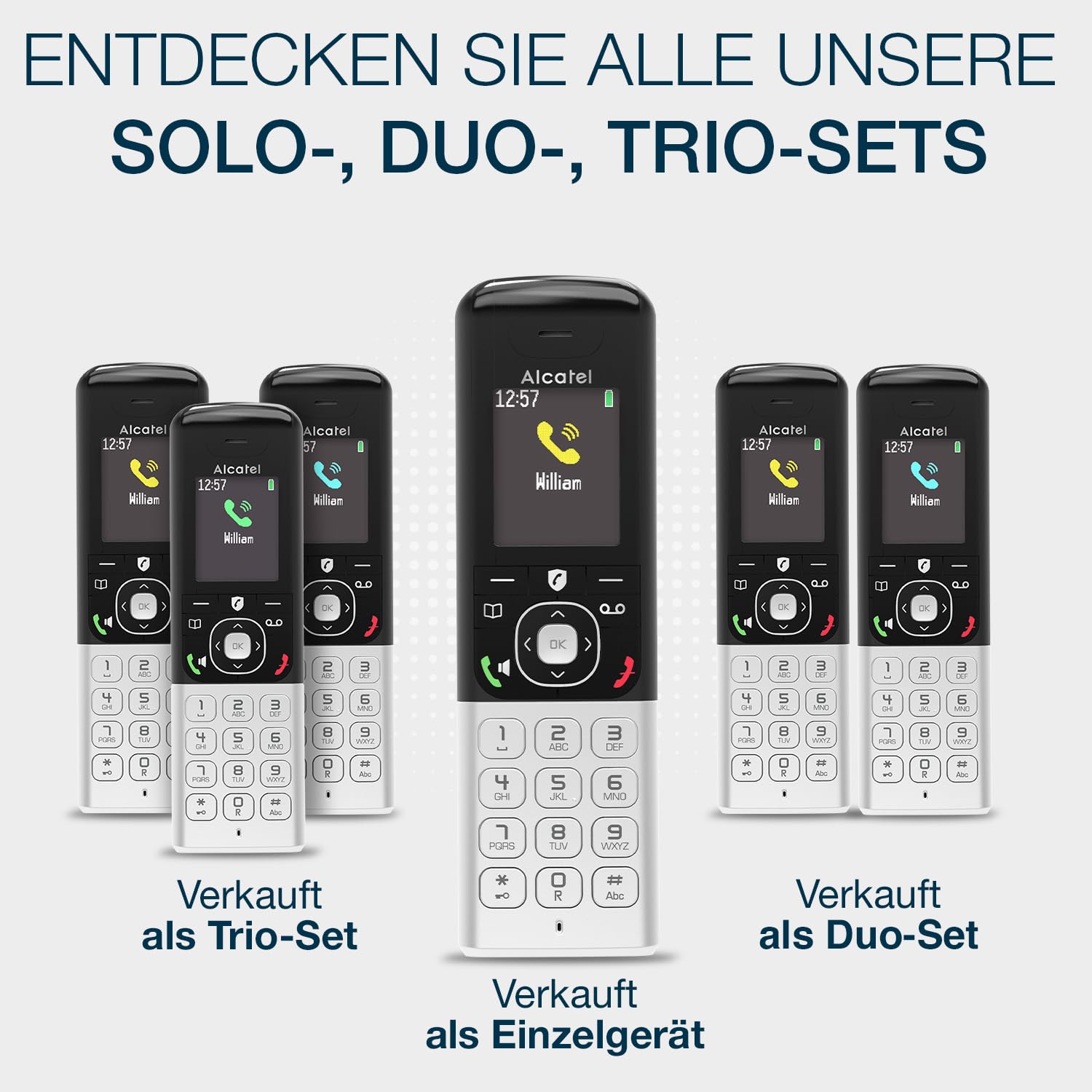 ALCATEL FX990 Voice Duo - Schnurloses DECT-Telefon mit Anrufbeantworter 50 Min. - Hochauflösendes Farbdisplay - Freisprechfunktion - Anrufsperre - VIP-Klingelton - 2 Mobilteile - Schwarz/Grau