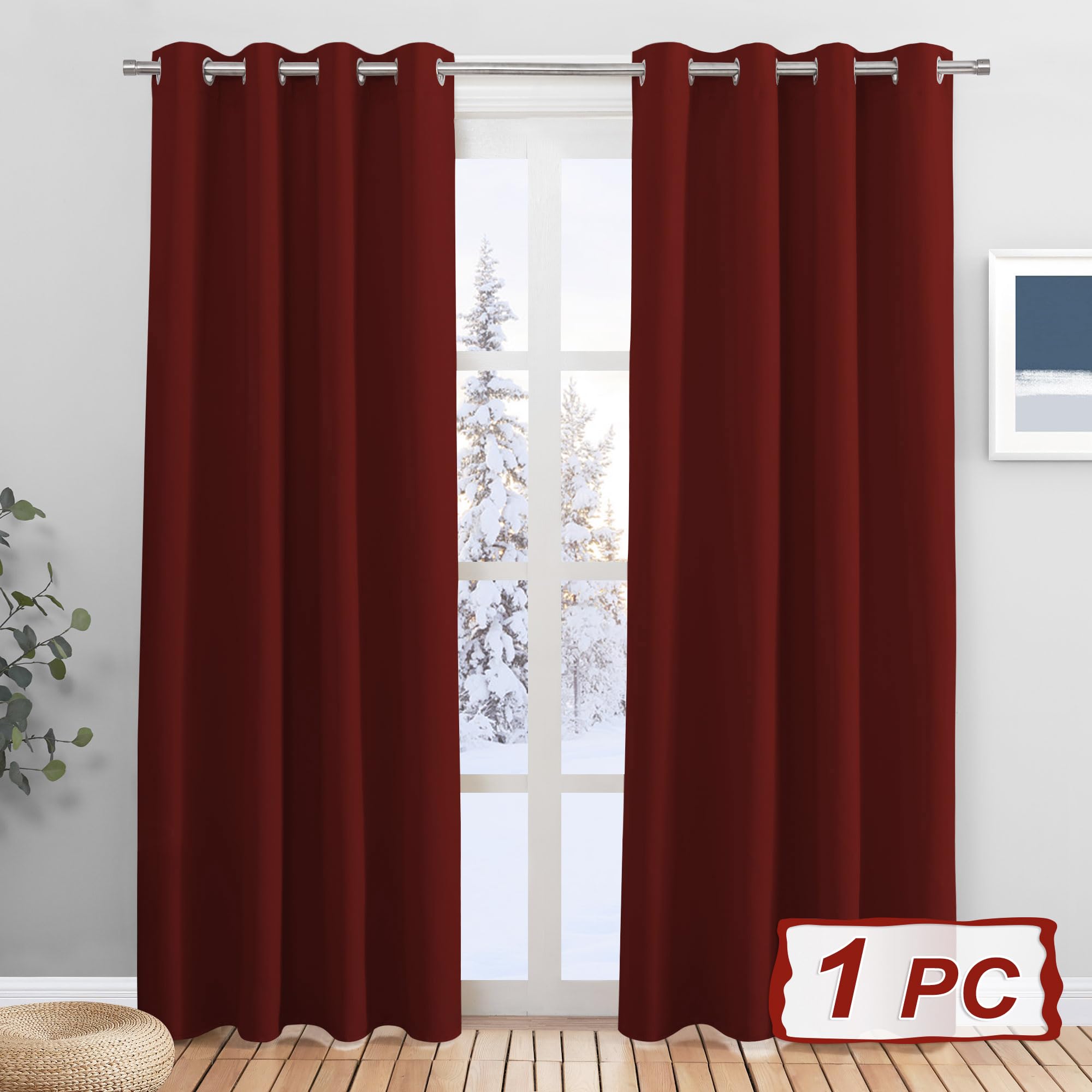 PONY DANCE Tenda Oscurante Camera da Letto Moderne Tende Termiche Isolanti per Soggiorno Blackout Curtain per Porta Interna 1 Pezzo L 140 x A 220 cm, Rosso