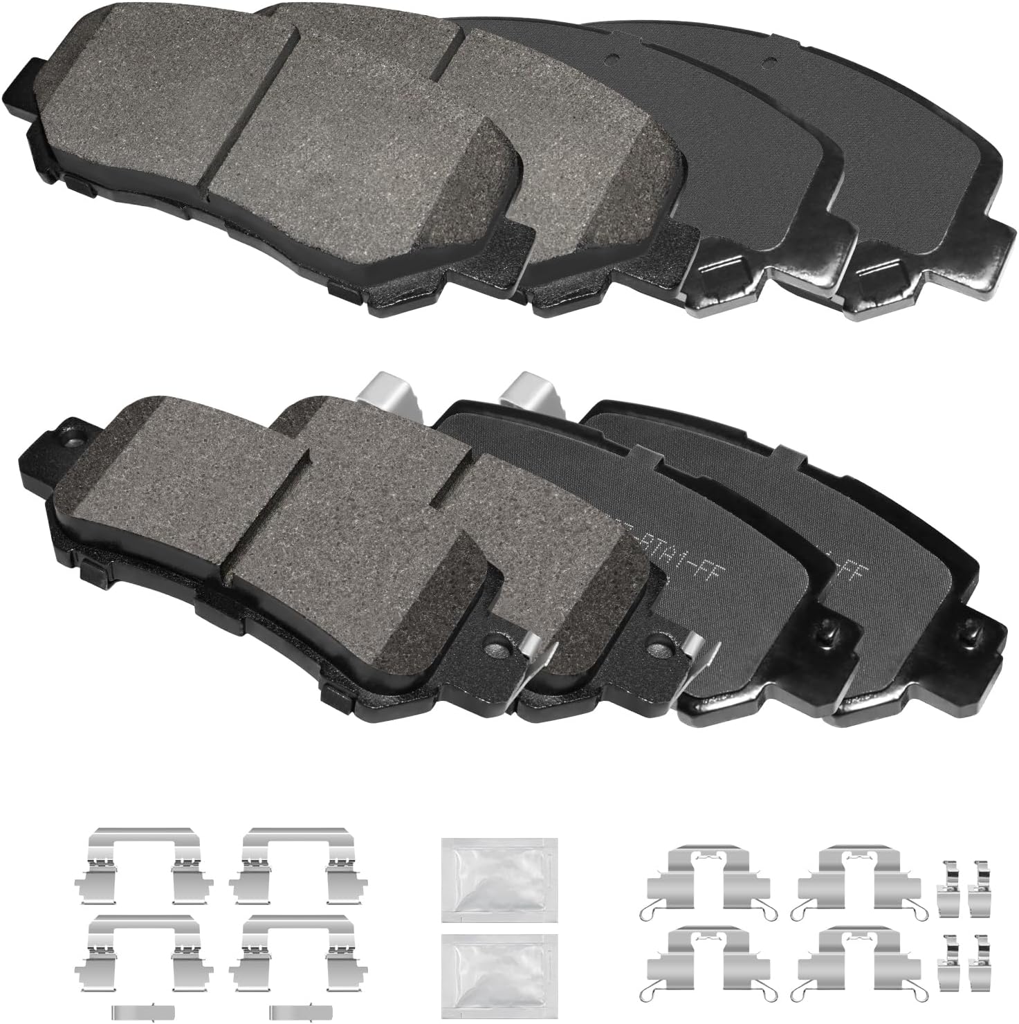 Front and Rear Ceramic Brake Pads Kits with Hardware Set, Compatible with 2013 2014 2015 Mazd CX-5 (D1623+D1624)