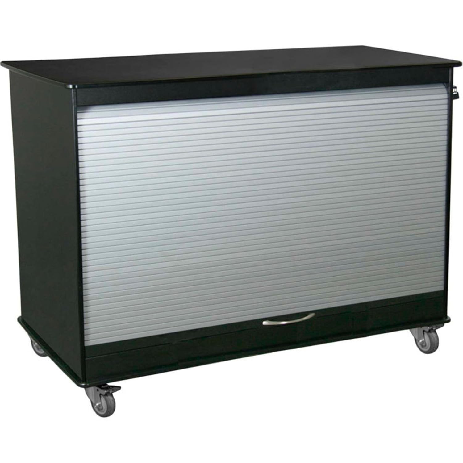 TrippNT 52937 High Density Polyethylene Cayman Lab Island 4' Cart, 48" W x 35" H x 24" D, Black/Silver