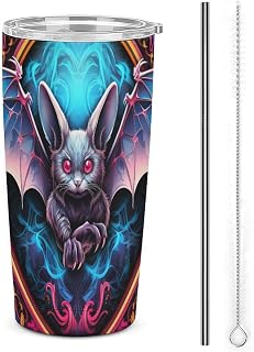 Australian Bat Insulated Mug With Straw - For Coffee And Tea, Keeps Temper Long Time, Insulated Steel With Waterproof Lid 20oz