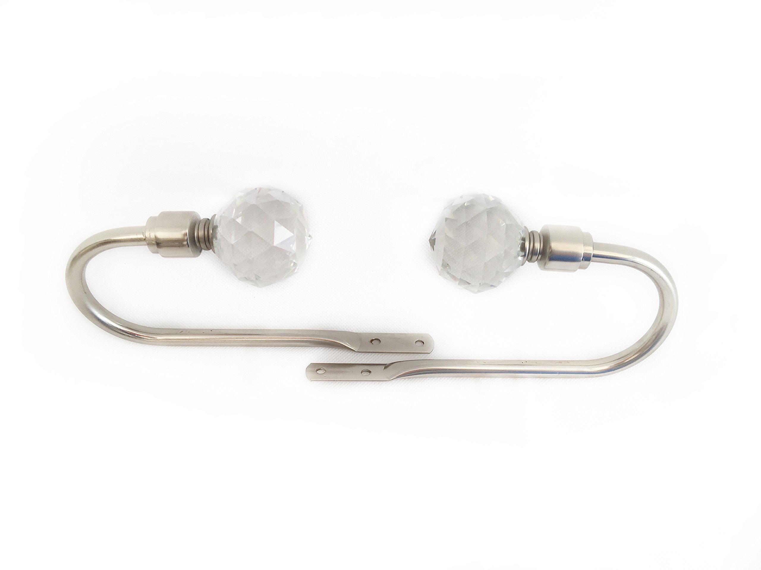 Your Home Online Set Of 2 Brushed Chrome Prism Crystal Glass Ball Curtain Pole Holdback Tieback Hold Back New