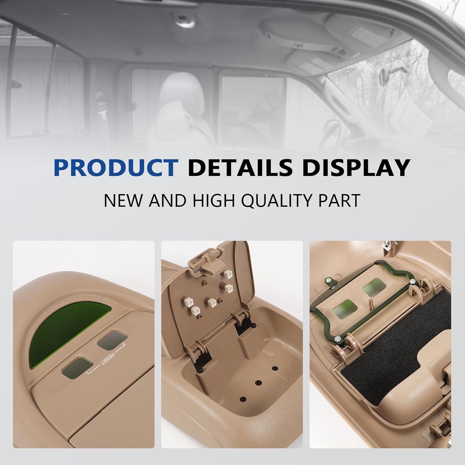 Overhead Console Assembly w/o Sunroof Compatible with Ford Super Duty F250 F350 F450 F550 Truck 2002-2004 Replaces 2C3Z25519A70AAB 2C3Z-25519A70-AAB Interior Ceiling Console Panel (Tan)