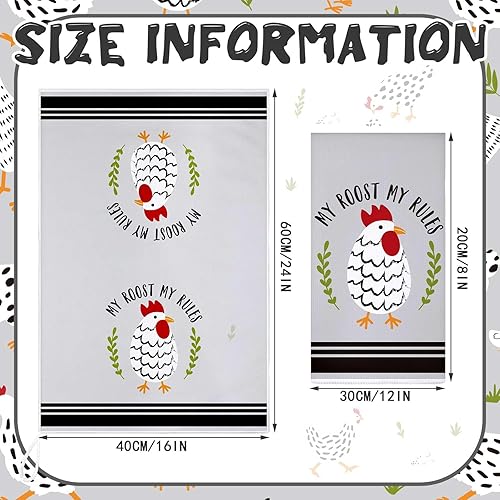 Miniatura 4 de Boyiee Juego de 6 paños de cocina de gallinas de granja, paños de cocina absorbentes, paños de cocina rústicos, gallo, 24 x 16 pulgadas, regalos de