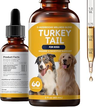 Turkey Tail Mushroom Liquid Drops for Dogs, Lipoma Treatment, Lumps & Bumps