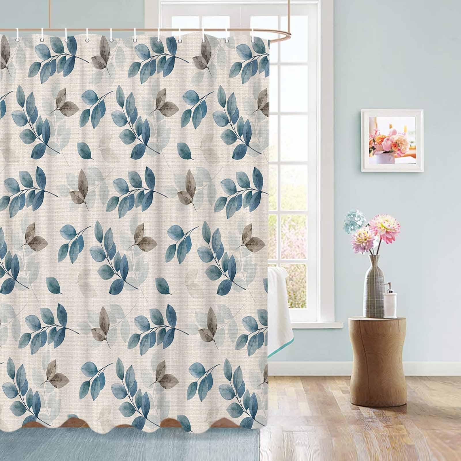 Colorful Star Blue Eucalyptus Waterproof Shower Curtain - 72x84 Inch Fabric With Hooks - View #4