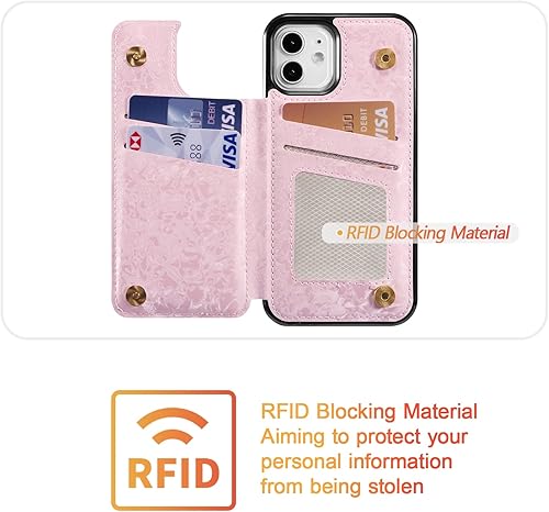 Miniatura 307 de UEEBAI Funda tipo cartera para iPhone 15 Pro Max con tarjetero, cubierta de cuero PU con soporte, bloqueo RFID, doble cierre magnético, relieve de