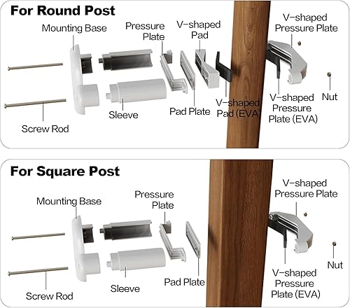 Miniatura 4 de Juego de 2 unidades, kit de montaje para puerta de bebé, adaptador de barandilla sin taladro, se adapta a postes de 1.5 a 3.5 pulgadas de ancho,