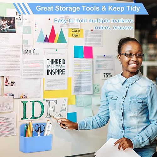Vista 5 de 2Pcs Magnetic Dry Erase Marker Holder, Strong Magnetic Marker Holder with 6 Colorful Magnet Nails, Magnet Pen Holder Pen for Office Supplies