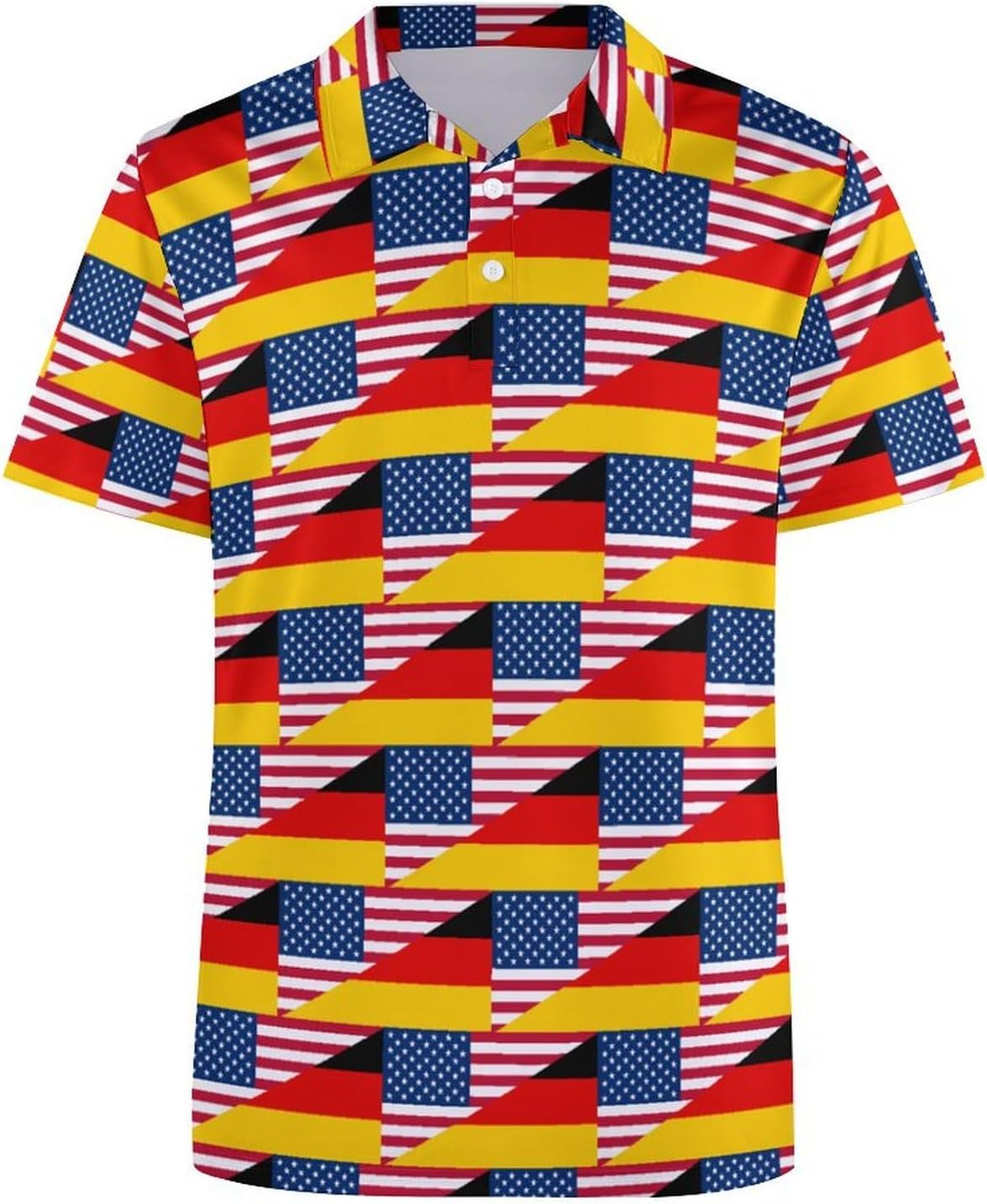 Flag of USA and Germany Women's Golf Polo Shirts Short Sleeve Quick Dry Tennis Tops Casual Work Blouses