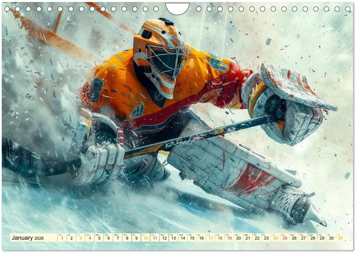 Eishockey - tolle Momente, US-Version (Wall Calendar 2026 DIN A4 Landscape), CALVENDO 12 Month Wall Calendar