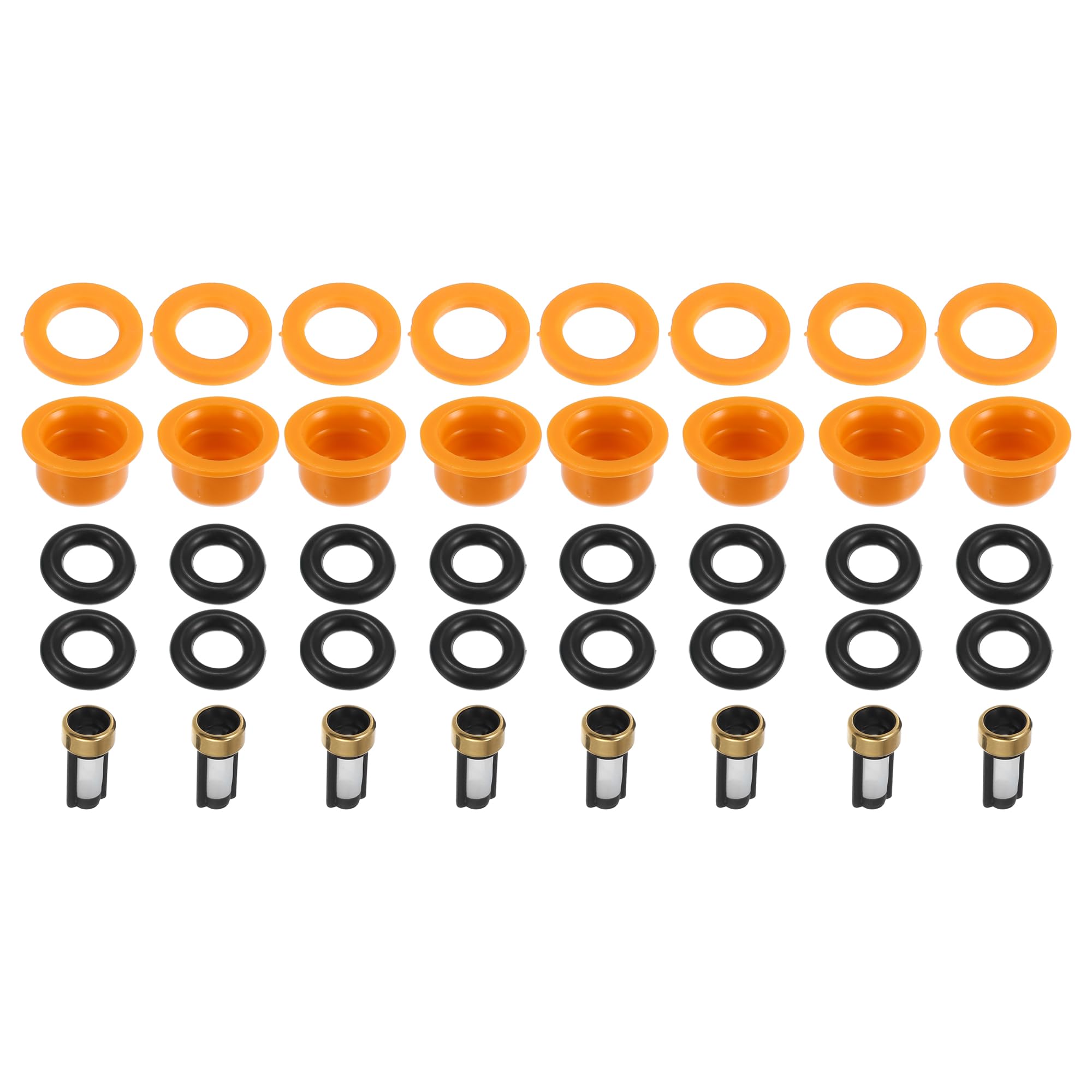 A ABSOPRO Kit Juntas Tóricas Y Filtros Micro Para Ford F-150 87-96 8Pcs | Caucho,Plástico,Metal;Negro,Naranja;Junta8Mm,Filtros12X6Mm;Para Ford Aerostar,Bronco,E-150,Escort,F-250,Para Mustang