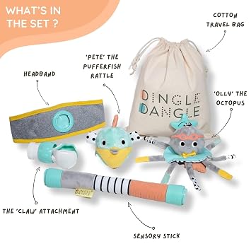 Dingle Dangle - Diaper Changing Headband & Mobile for Crib, Pushchair or Car Seat - Funny Baby Gifts - Great Baby Shower Gift or for Dads/New Parents - Featured on Shark Tank