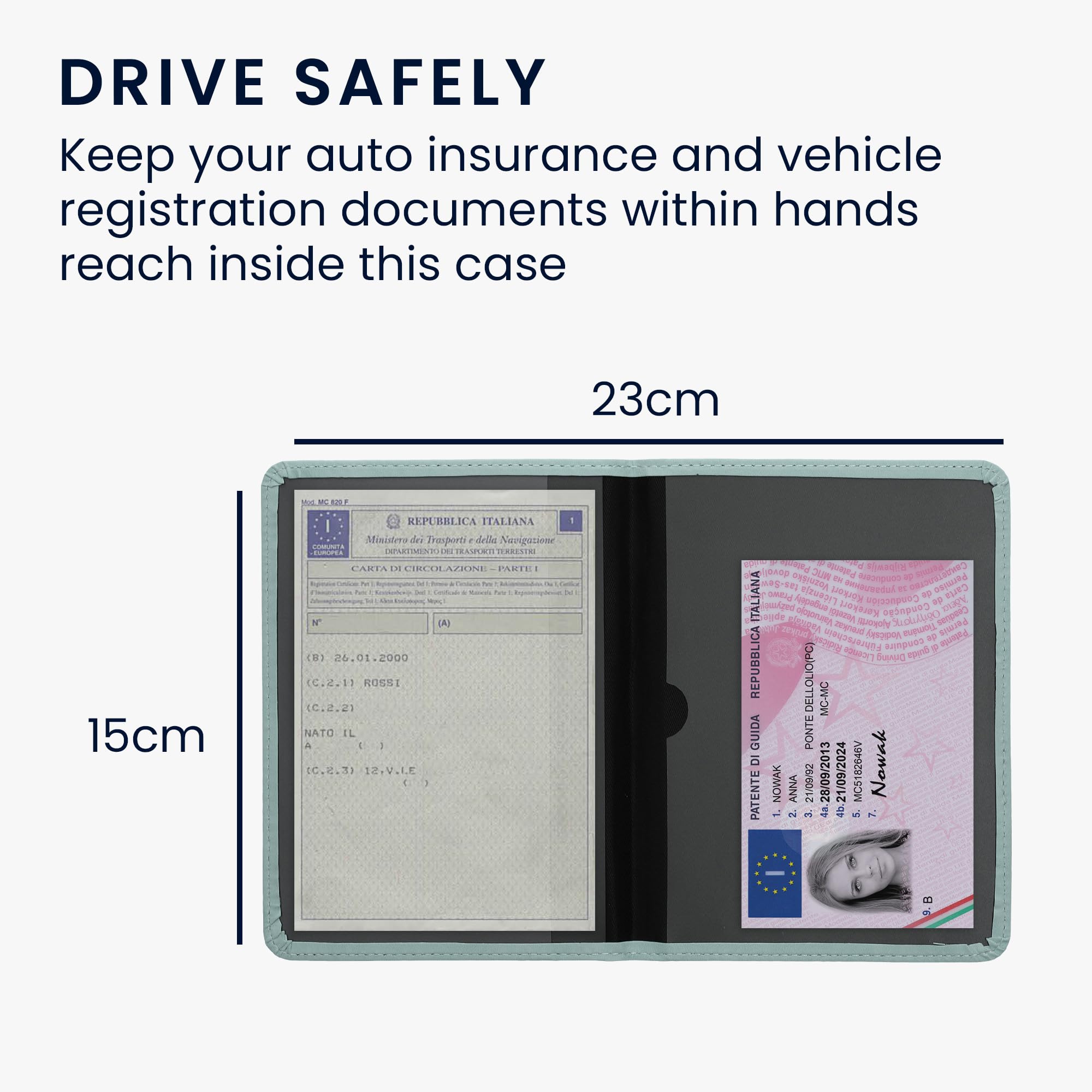kwmobile Custodia Pelle Nabuk per Libretto Circolazione Auto Cover Portalibretto con Scomparti