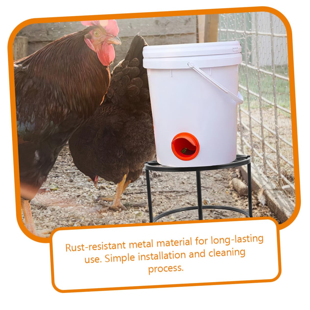 BESPORTBLE Supporto per Mangiatoia per Polli in Metallo Verniciato, Set 2 Pezzi Struttura Stabile a 4 Gambe, per Alimentazione e Abbeveraggio Pollaio e Giardino