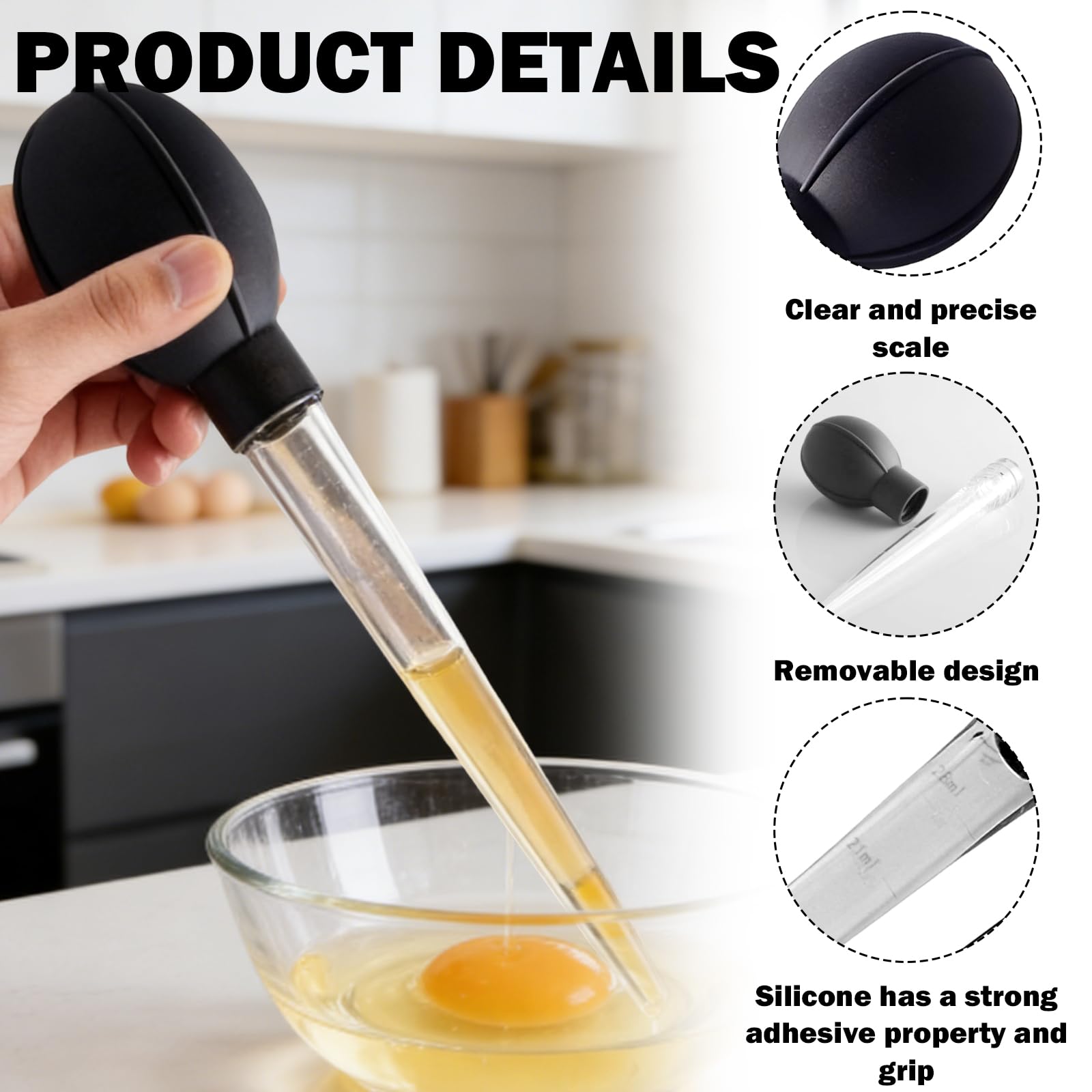 1x Große Pipette 28 Ml Mit Skala – Multifunktional, Lebensmittelecht, Abnehmbar & Spülmaschinenfest, Ideal Für Kochen, Backen, Pflanzen