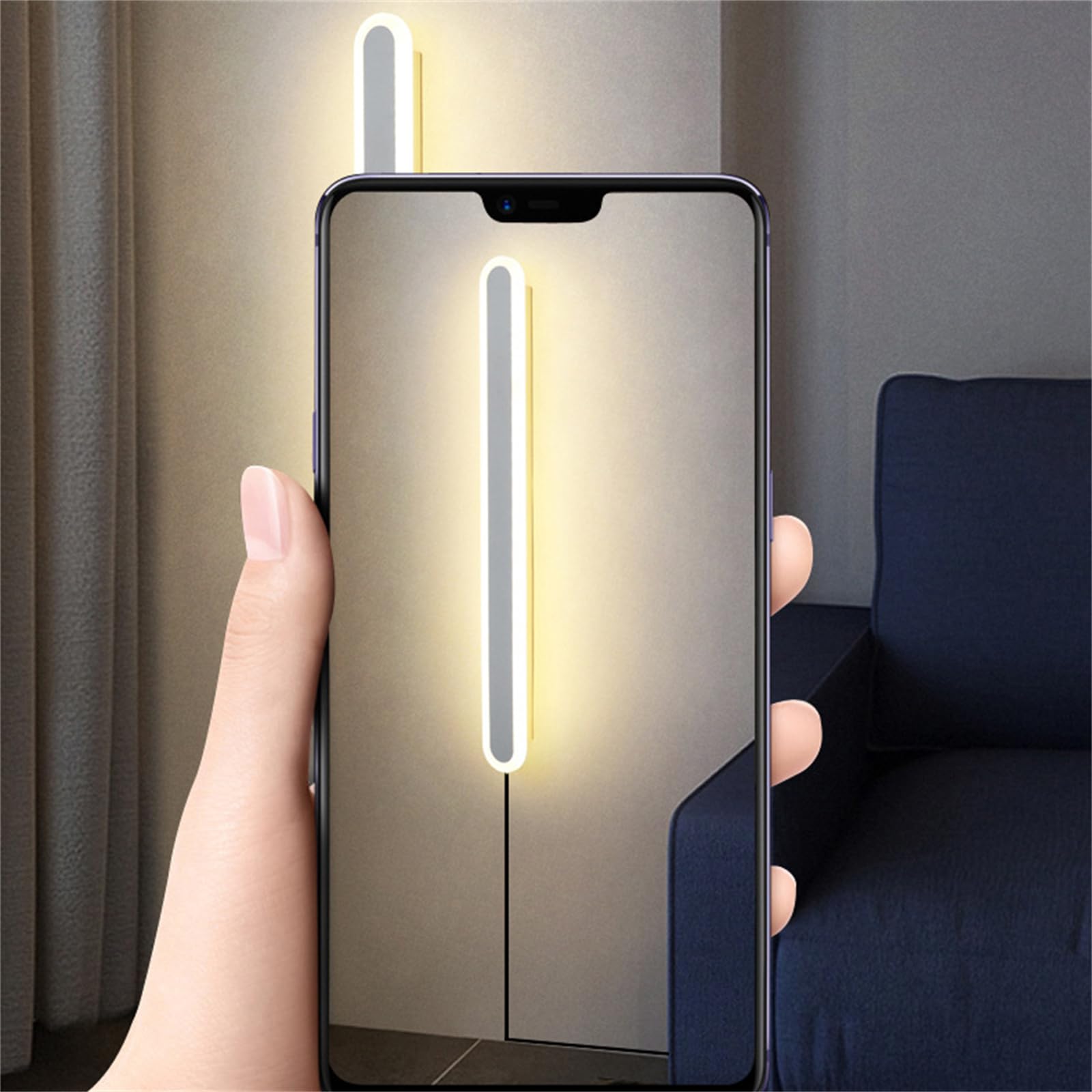 Wandlampe mit Schalter und Stecker LED Wandleuchte Innen Dimmbar Modern Flurlampe mit Fernbedienung Moderne Wandbeleuchtung für Schlafzimmer Treppenhaus Wohnzimmer (Weiß,100CM)