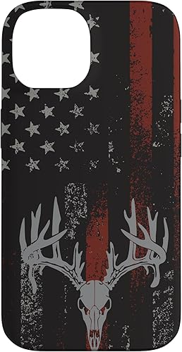 Funda para iPhone 14 con la bandera americana de cola blanca ciervo Buck Hunting USA FLAG Hunter