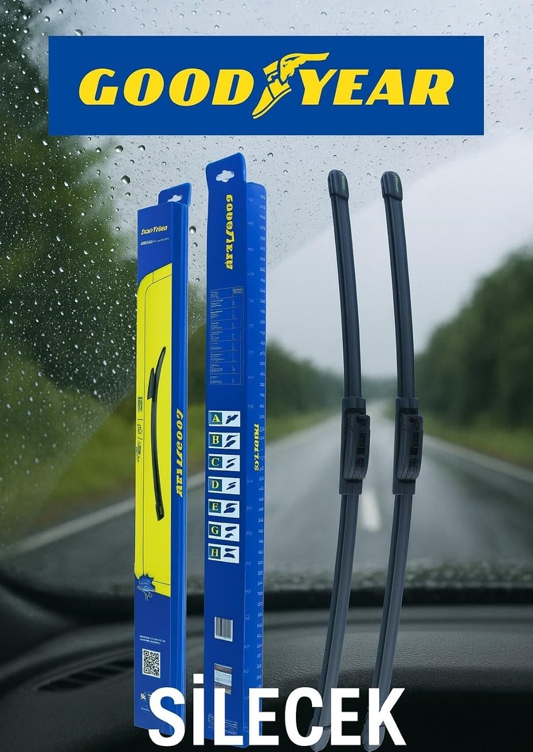 Mitsubishi Primera 2002 ve Sonrası Sedan Modelleri için Goodyear Supermute Silecek Bıçak Seti (2'li Paket), 650 mm ve 480 mm Uzunluk