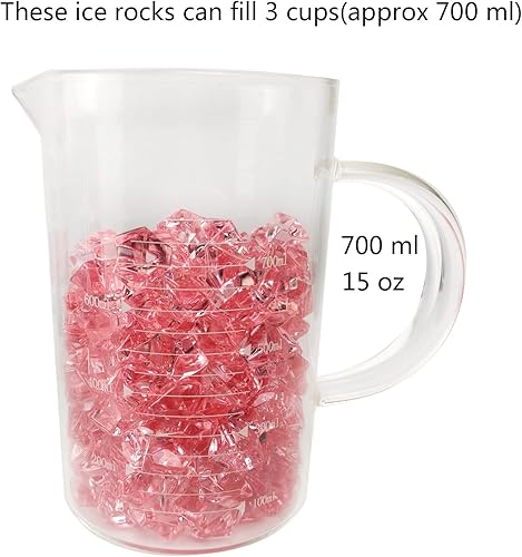 Miniatura 9 de HappyFiller - 15 onzas de rocas de hielo rosas falsas de 170 unidades, cubos de cristal de imitación acrílicos, gemas para jarrones de vidrio,