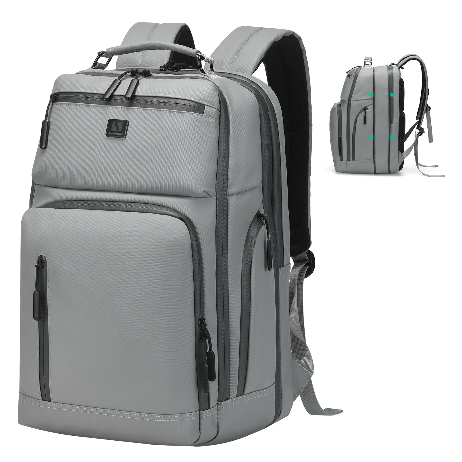 SUIKIHUM Expandable Business Backpack with Laptop Compartment - Waterproof, Airline Approved, Capacity, for Work & Travel
