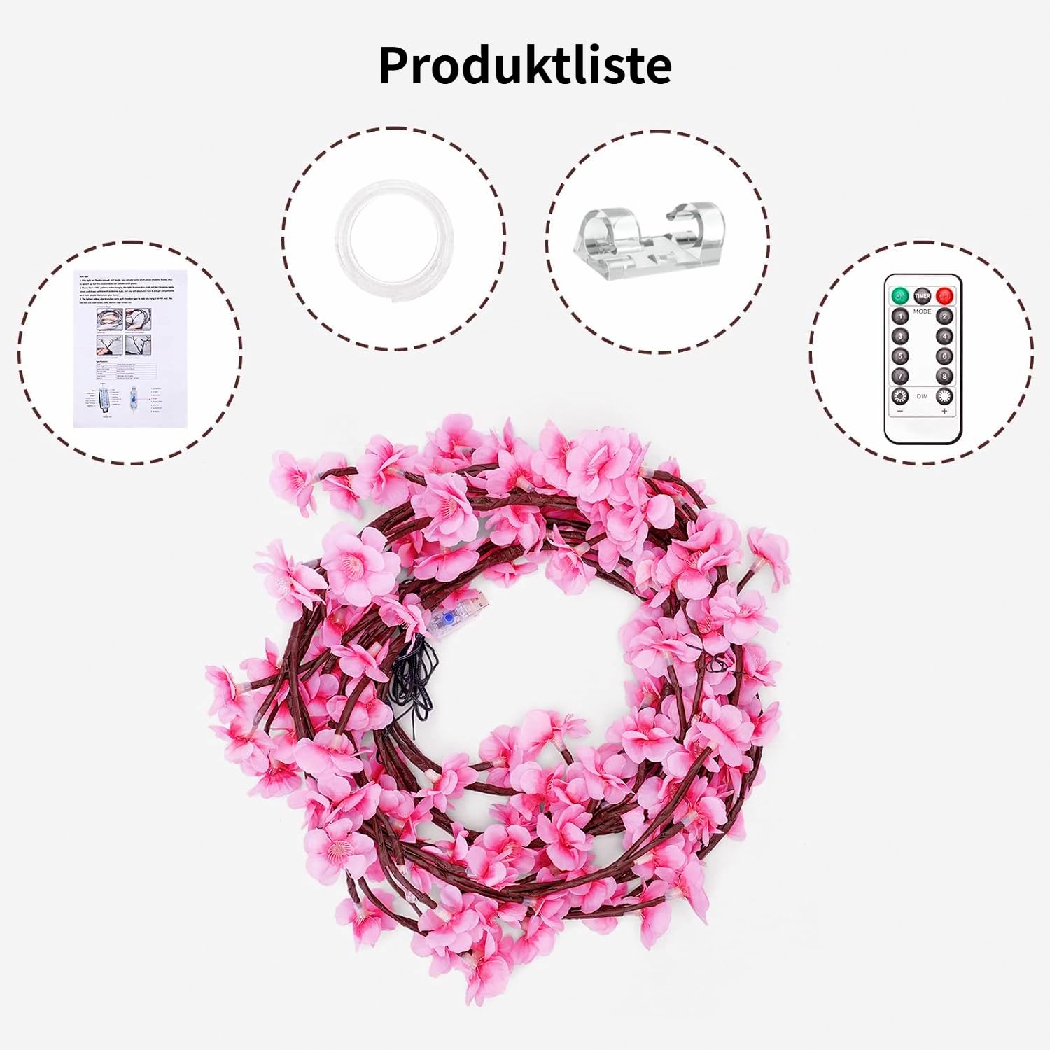 Beleuchtete Willow Vine, Weidenrebe Baum Lichter mit Stecker, 144 LED Willow Vine LED Baum, Twinkling Tree Wand Dekoration Schlafzimmer, Künstliche Lichterzweige für Innen Wanddeko