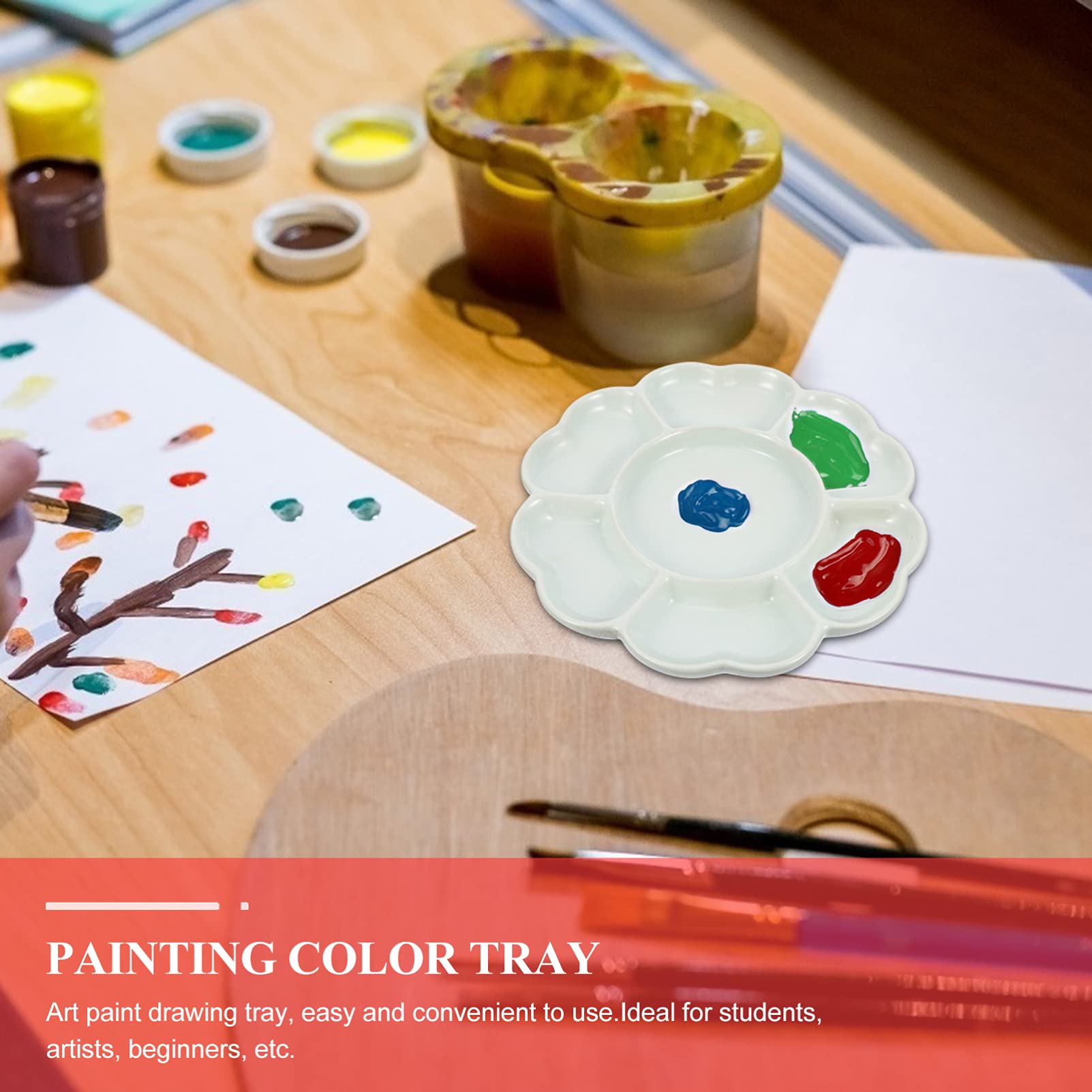 DOITOOL 1pc Ceramic Plum Blossom Pigment Tray Art Drawing Palette for Watercolor Gouache Painting Present for Artists and Craftsmen Durable and Easy to Grip