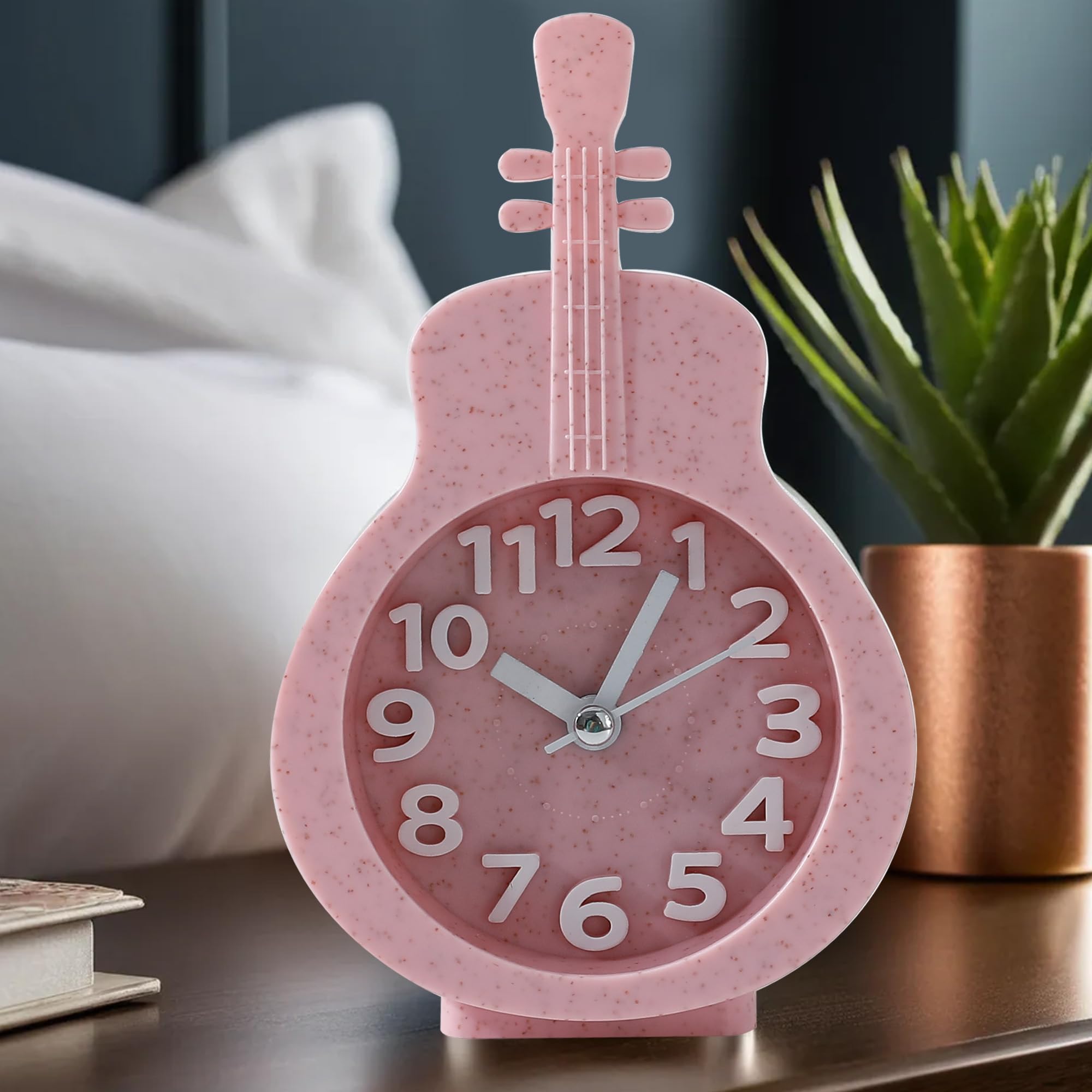 The Better Home Alarm Clock (15cm)|Alarm Clock for Students |Loud Alarm Clock for Heavy Sleepers |Mini Alarm Clock for Kids | Alarm Clock for Bedroom | Guitar Shaped Table Clock for Study Table - Pink-image-20