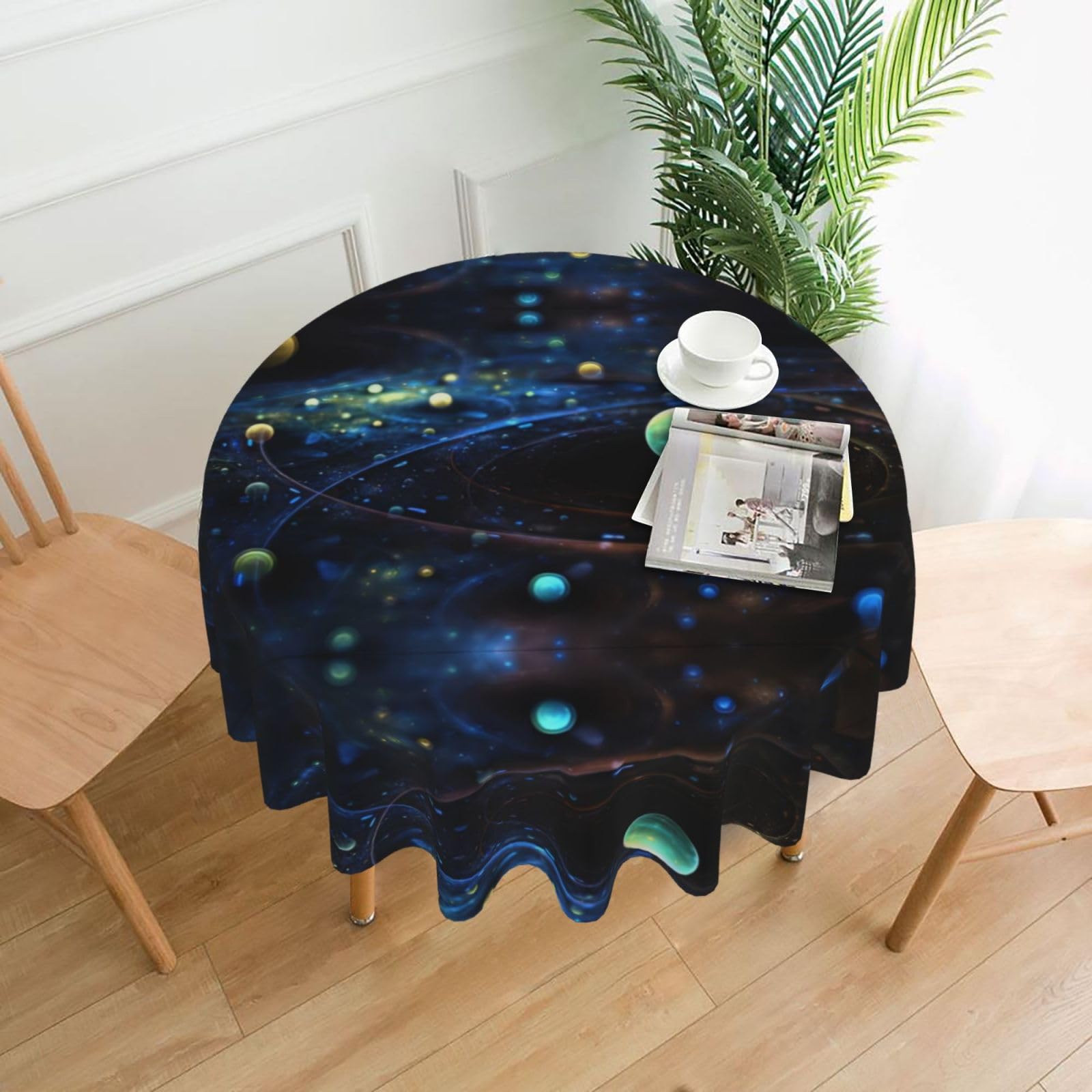 hhxvcv Outer Space Planets Round Tablecloth – Dining Table Cover
