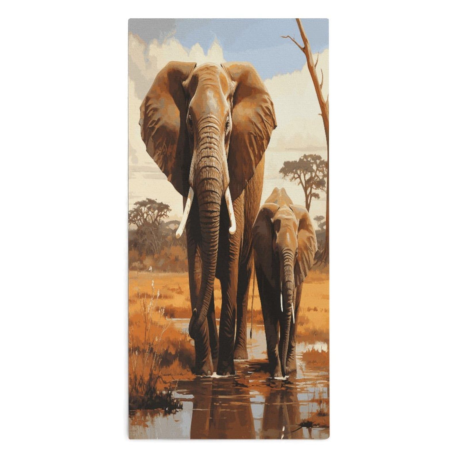 Fodpand Style Elephant Family Microfiber Towels, Decorative Bath Towel Soft & Lightweight, Hand Towels Multipurpose Use For Bathroom, Pool, Gym, Spa, And Hotel Use