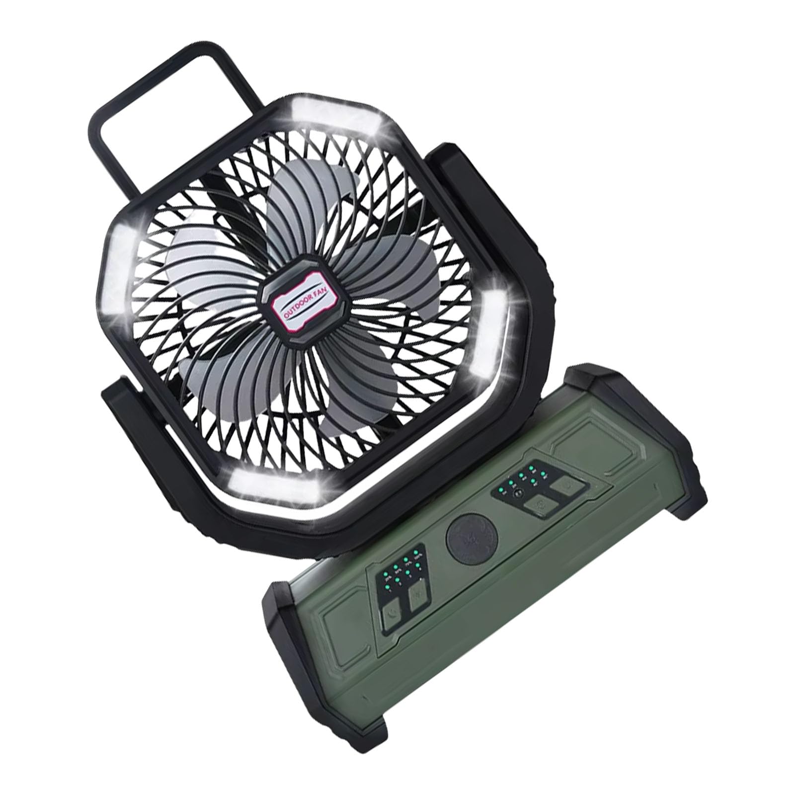 Tsophreniq Quiet Tent Fan with LED Light 10000mAh Battery Camping Texture Great for Camping and Emergencies Situations Quiet Operations