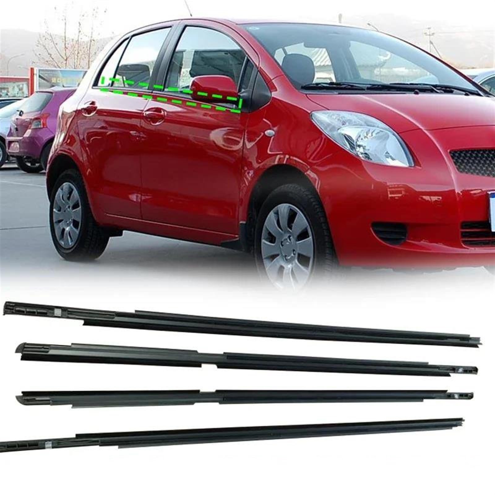Guarnizioni Vetro Finestrini 4 Pezzi Guarnizione per finestrino portiera Auto per Toyota per Yaris per Hatchback 2006 2007 2008 2009 2010 2011 2012 2013