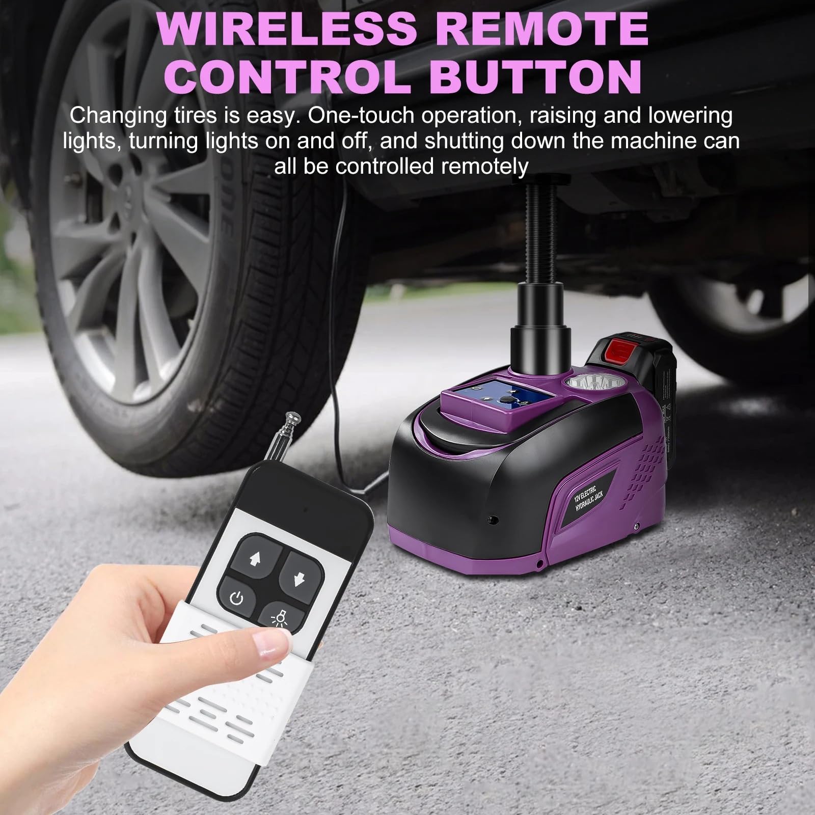 Cric Auto Cric a Forbice Sollevatore idraulico telecomandato senza fili con asse regolabile per martinetto per auto elettrica da 5 tonnellate 12V per il sollevamento di auto Portatile Per Auto Con