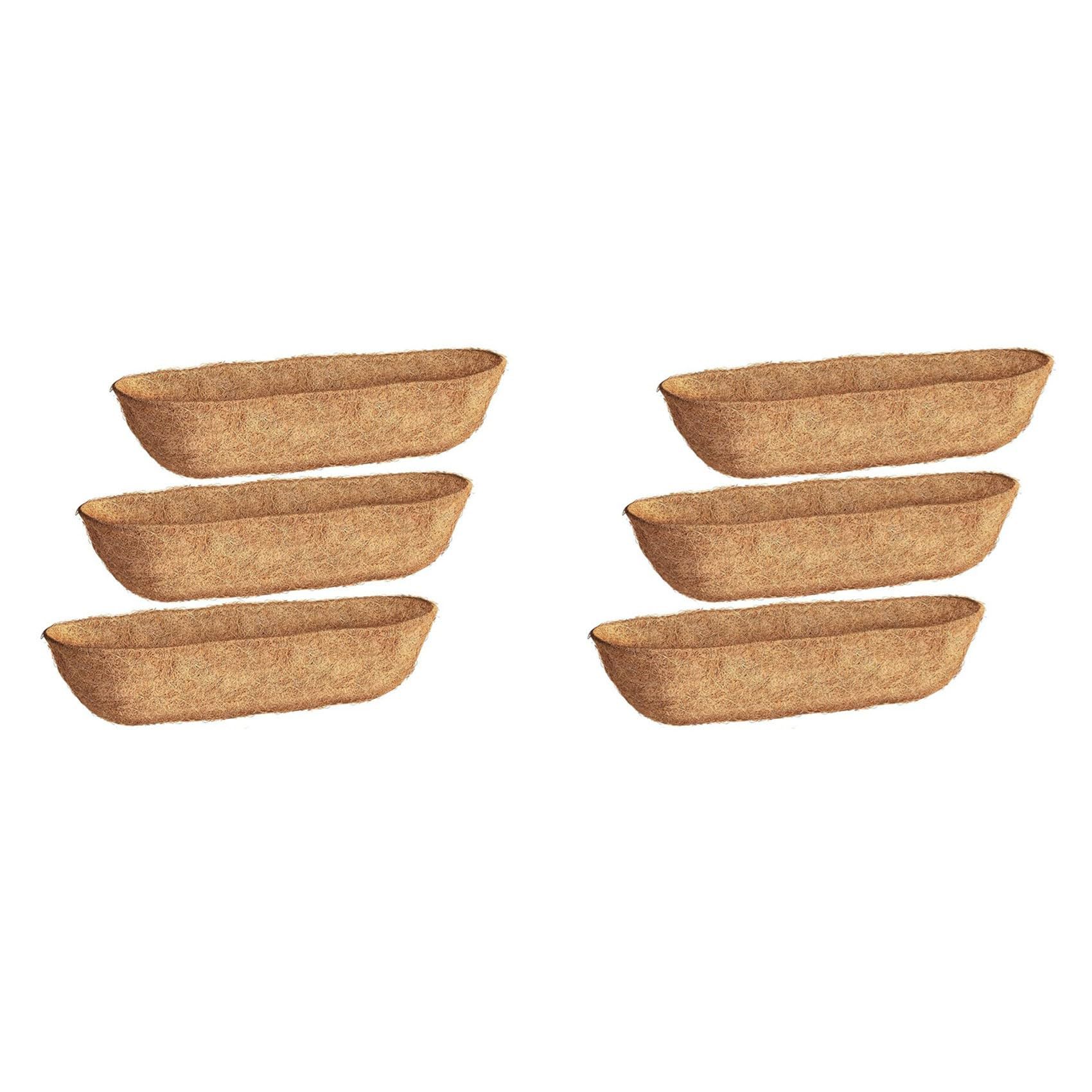 Vjsujehgy 30 Inch 6 Pack Trough Liners, Coconut Coir Fiber for Wall Basket, Window Box Liners, Garden Planter Baskets