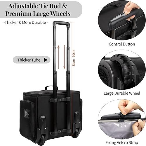 Miniatura 5 de Estuche de maquillaje con ruedas, bolsa de viaje profesional para estilista, estuche de cosmetología extra grande sobre ruedas, bolsa de peluquería