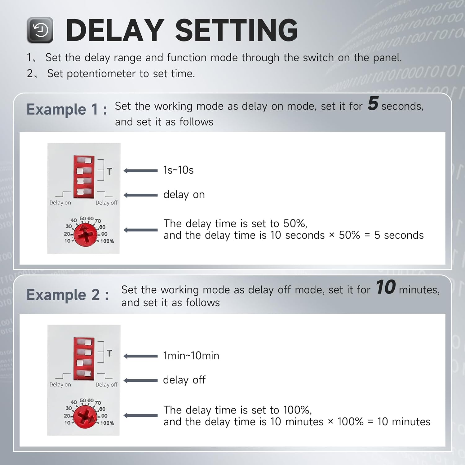 10A Delay On or Delay Off GRT8-EC Dual Function Economic Time Relay, 10 Amps Adjustable Timer Delay Relay, Voltage Range AC DC 24V to 240V DIN Rail Relays of Wide Time Delay Range for 0.1s to 10 Days