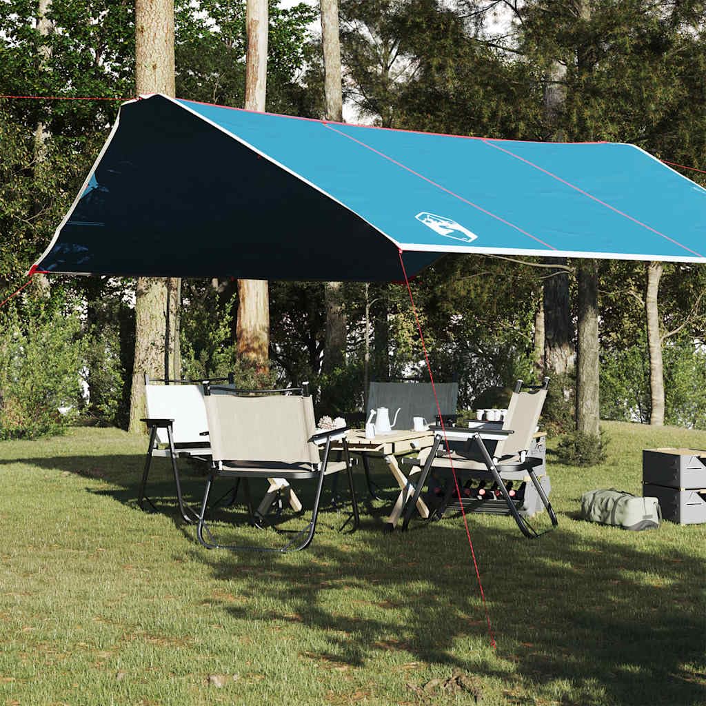 Telone da campeggio blu 420 x 440 cm impermeabile, telo per tenda protezione solare per esterni, campeggio, escursionismo, amaca 94674
