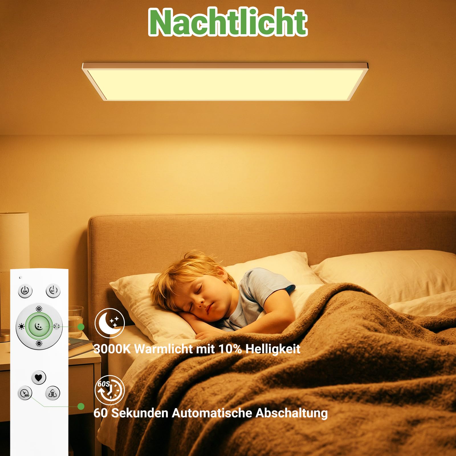zemty LED Panel Deckenleuchte 80x25 cm, 40W 4000LM Deckenlampe Flach mit Fernbedienung Dimmbar, 3000-6000K Tageslichtlampe Decke Lang für Küche Schlafzimmer Wohnzimmer
