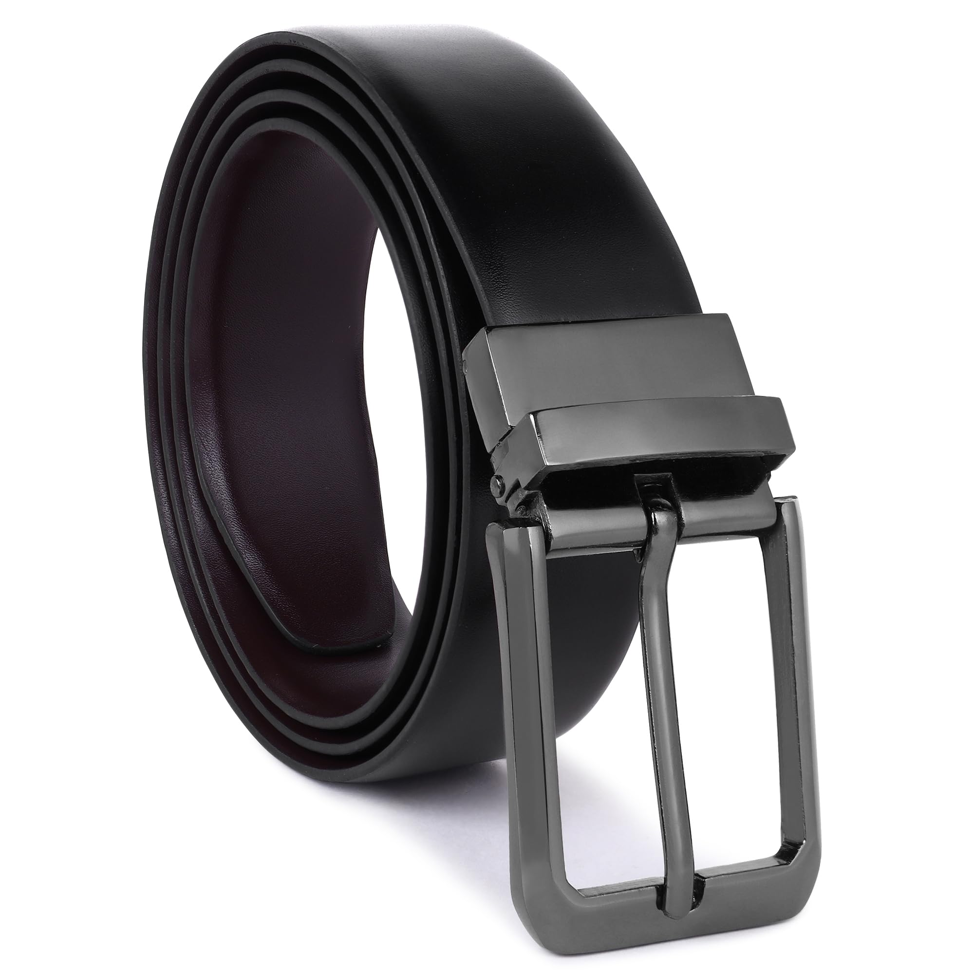 Simpl Livingpu Leather Reversible Belt For Men Black S