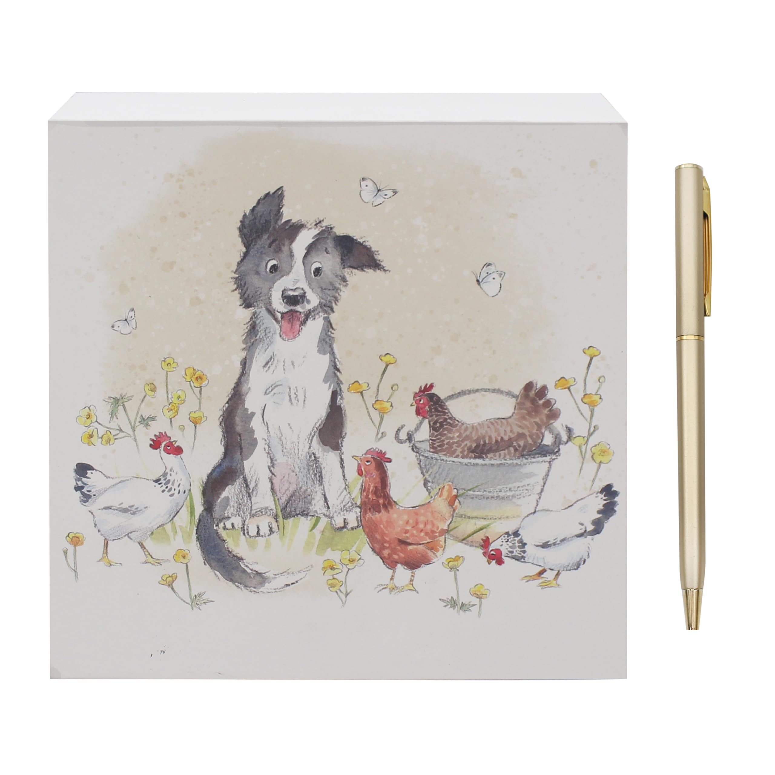 The Leonardo Collection Paper Shed Design Collie & Hens Memo Pad & Pen For Notes