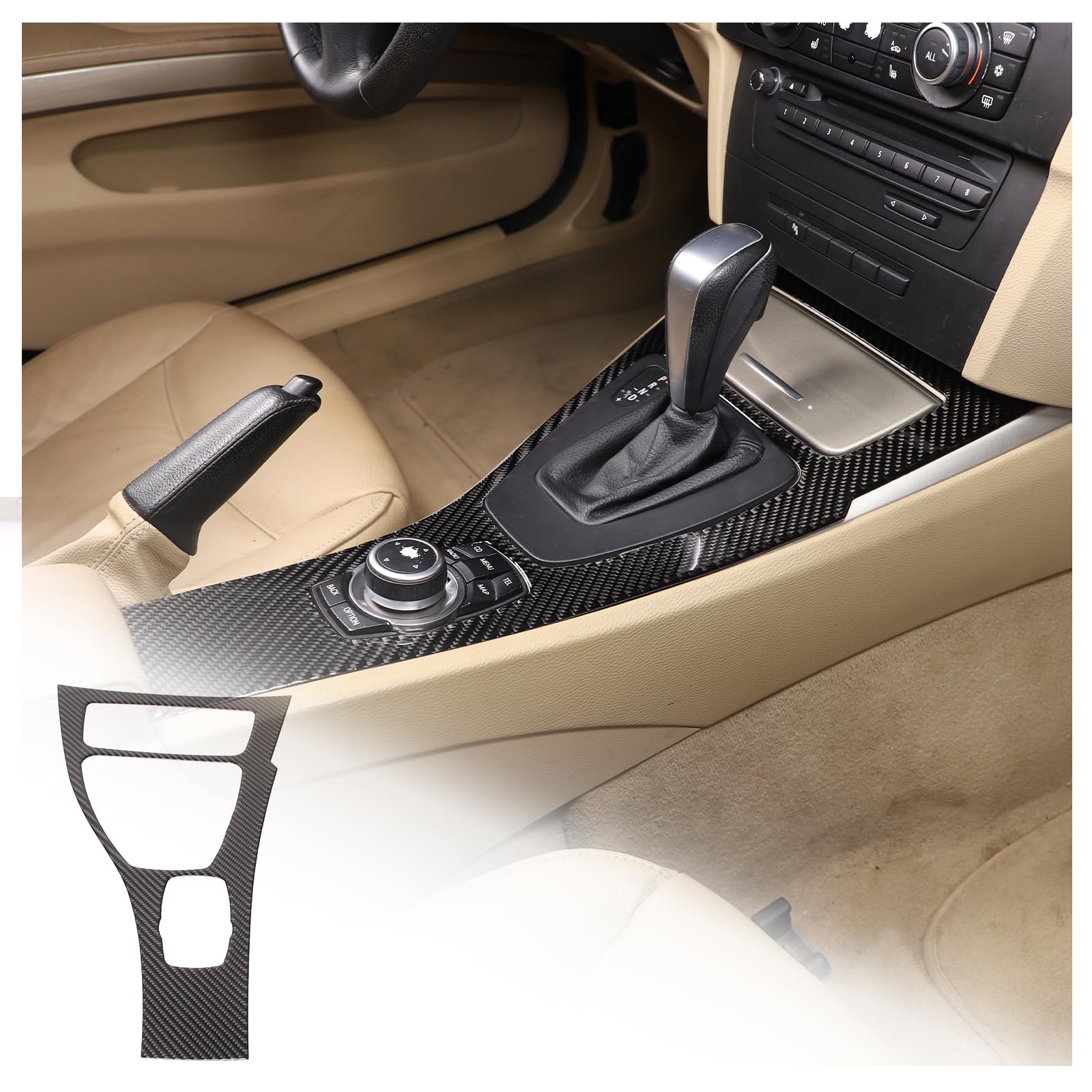 Center Console Gear Shift Panel Frame Compatible with BMW 3 Series 2005-2012 E90 E91 E92 E93 325i 320i 318i,Control Gear Box Shift Knob Panel Cover