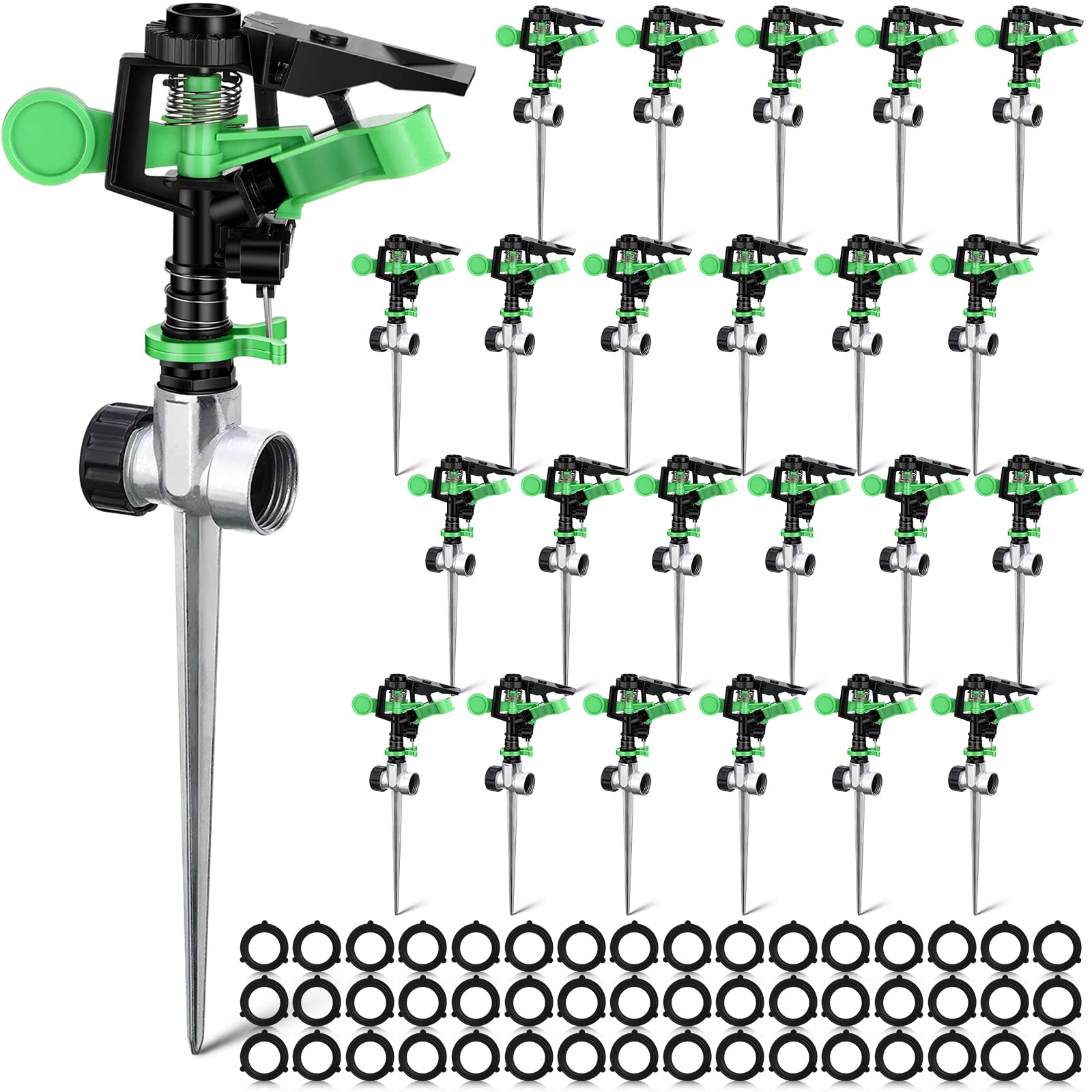 Irrigatori per giardino da cortile, irrigatore rotante automatico a 360 gradi con anello di arresto dell'acqua, irrigatori pulsanti rotanti regolabili per sistema di irrigazione erba terreno (24)